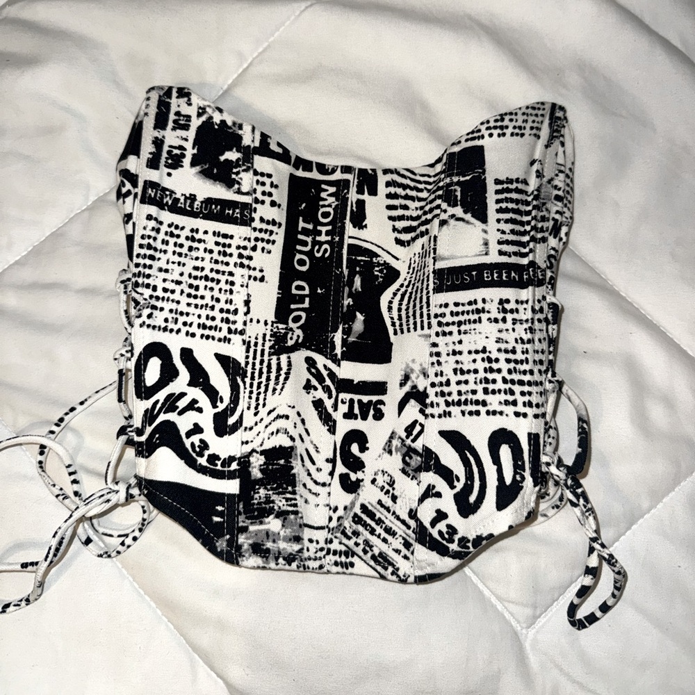 Garage black and white corset top